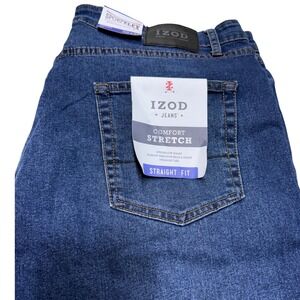 IZOD Mens Jeans Straight Fit Comfort Stretch Dark Wash Size 38x32 NWT